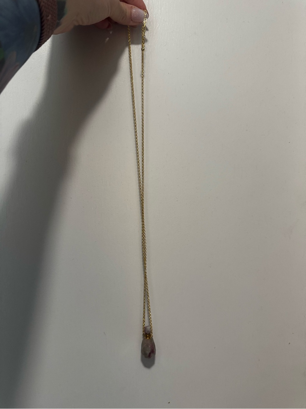 Plated Gold Pink Tourmaline Necklace